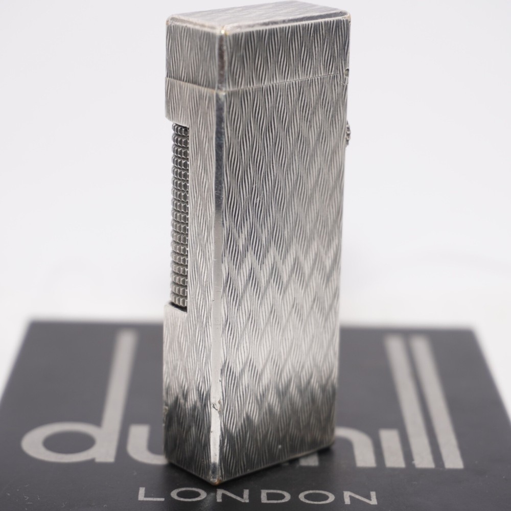 Dunhill Rollagas Lighter Silver CHEVRON Pattern-Ultrasonically cleaned_Working