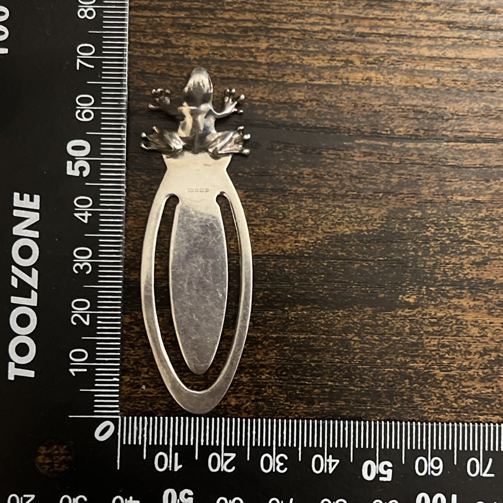 Beautiful 925 Solid Sterling Silver frog toad cute Bookmark 7cm 10.40g