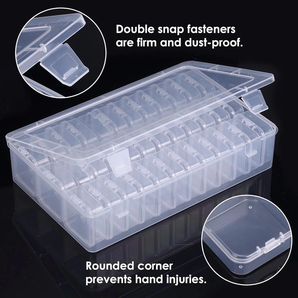 Bead Organizer Box, 72Pcs Small Clear Plastic Bead Storage, Mini Craft Storage C