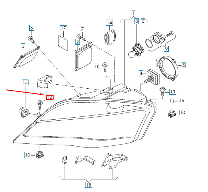 AUDI A3 8P Headlight Hex Socket Head Bolt Genuine N91036101