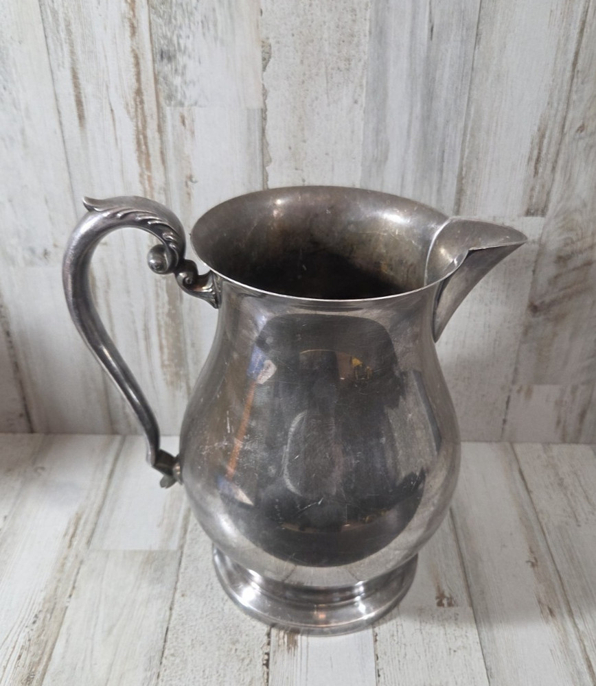 Vintage Crescent Silver Plated Pitcher Natural Tarnished