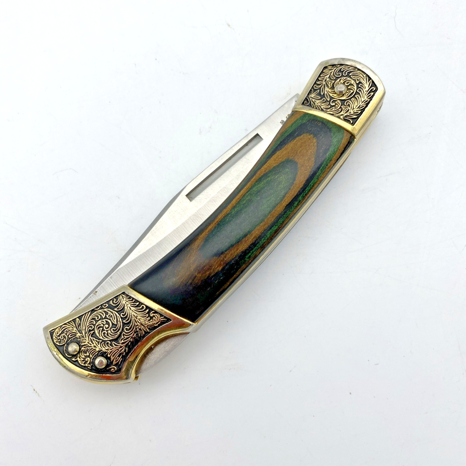 Fighter Folding Pocket Knife 4 Inch Blade Stainless Steel Blade w/ Sheath VTG