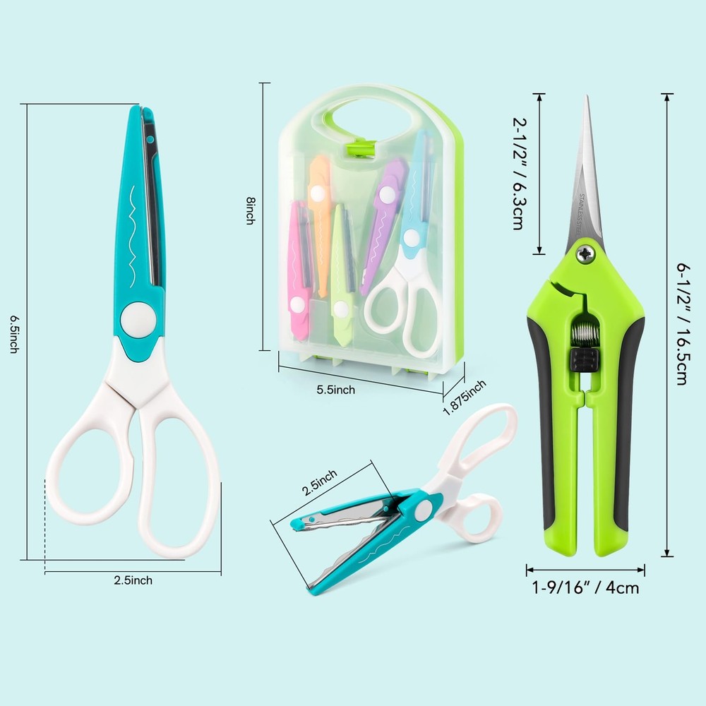 7Pcs/Set Craft Scissors Decorative Paper Edge Scissors With Storage Box Set, ...