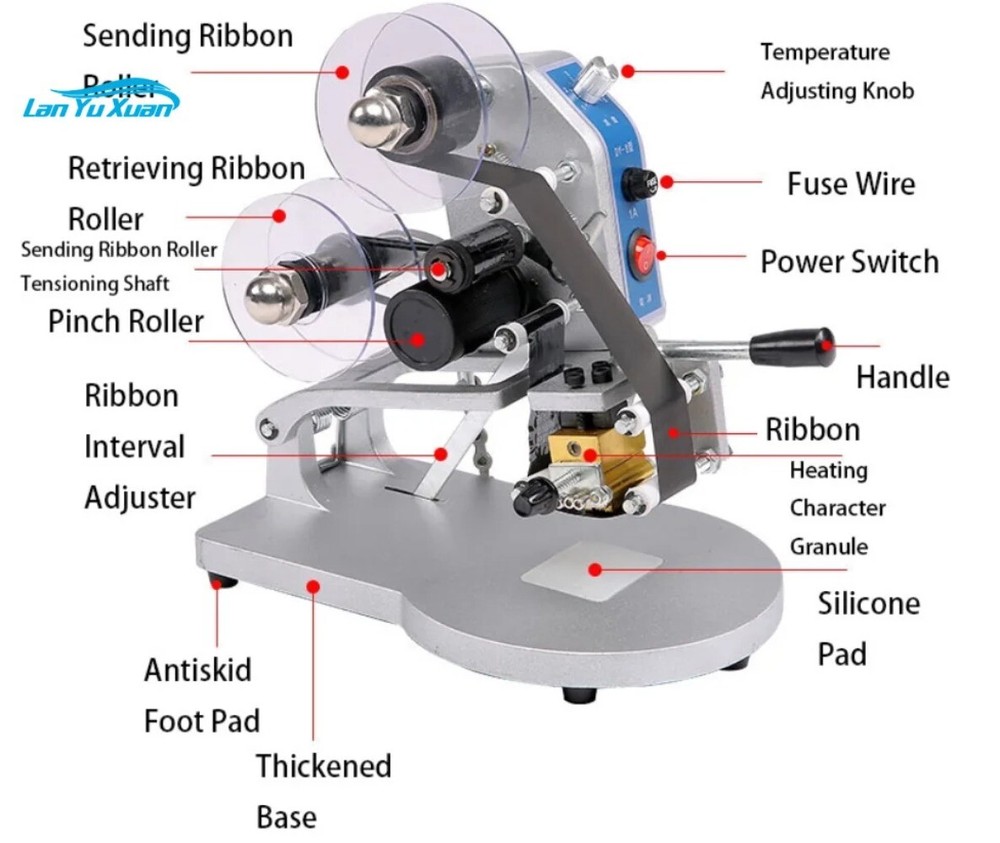 DY-8 Manual Ribbon Coding Machine Direct Heat Type Labeling Production Date