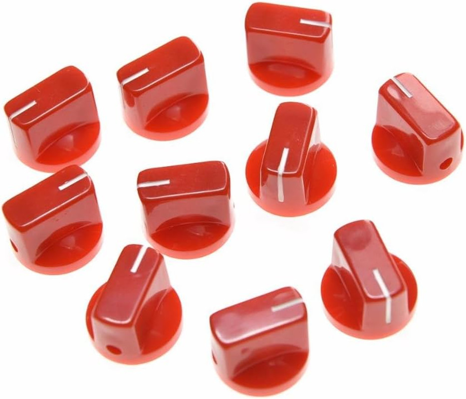 10Pcs Guitar AMP Effect Pedal Knobs Pointer Knob with Set Screw Red