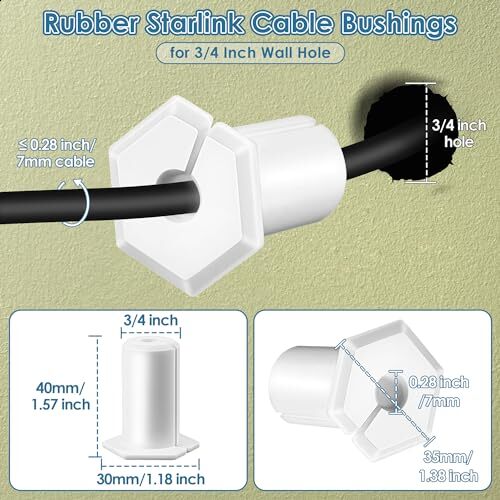 4 Pcs Cable Routing Kit Compatible with Starlink Ethernet Cable, Rubber White