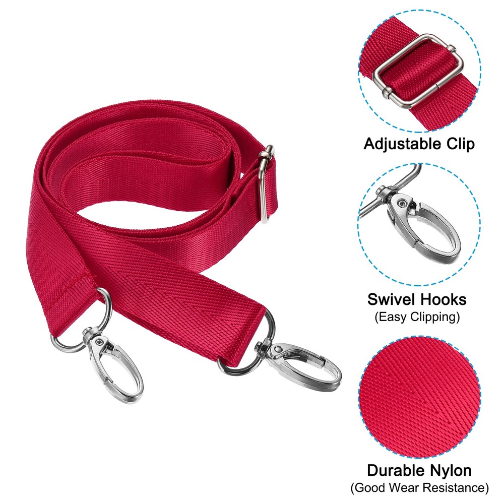 59" Shoulder Strap, 0.98" Width Adjustable Strap with Swivel Hooks, Red
