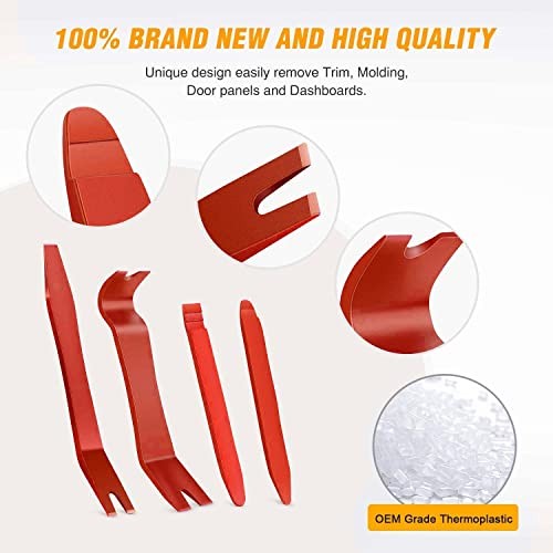 5 PCS Nylon Auto Trim Removal Tool Kit No-Scratch Removal Tool Kit 5Pcs Red