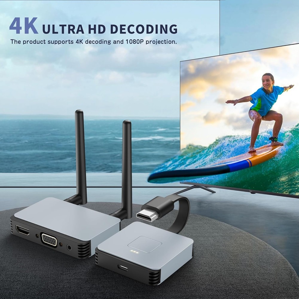 Wireless HDMI Transmitter and Receiver 4K, Wireless HDMI Extender, Wireless HDMI
