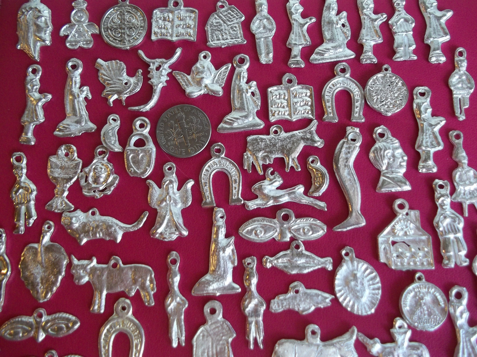 25 Milagro Miracle Charms Mexican Folk Art SILVER Assorted Exvoto Ex Voto