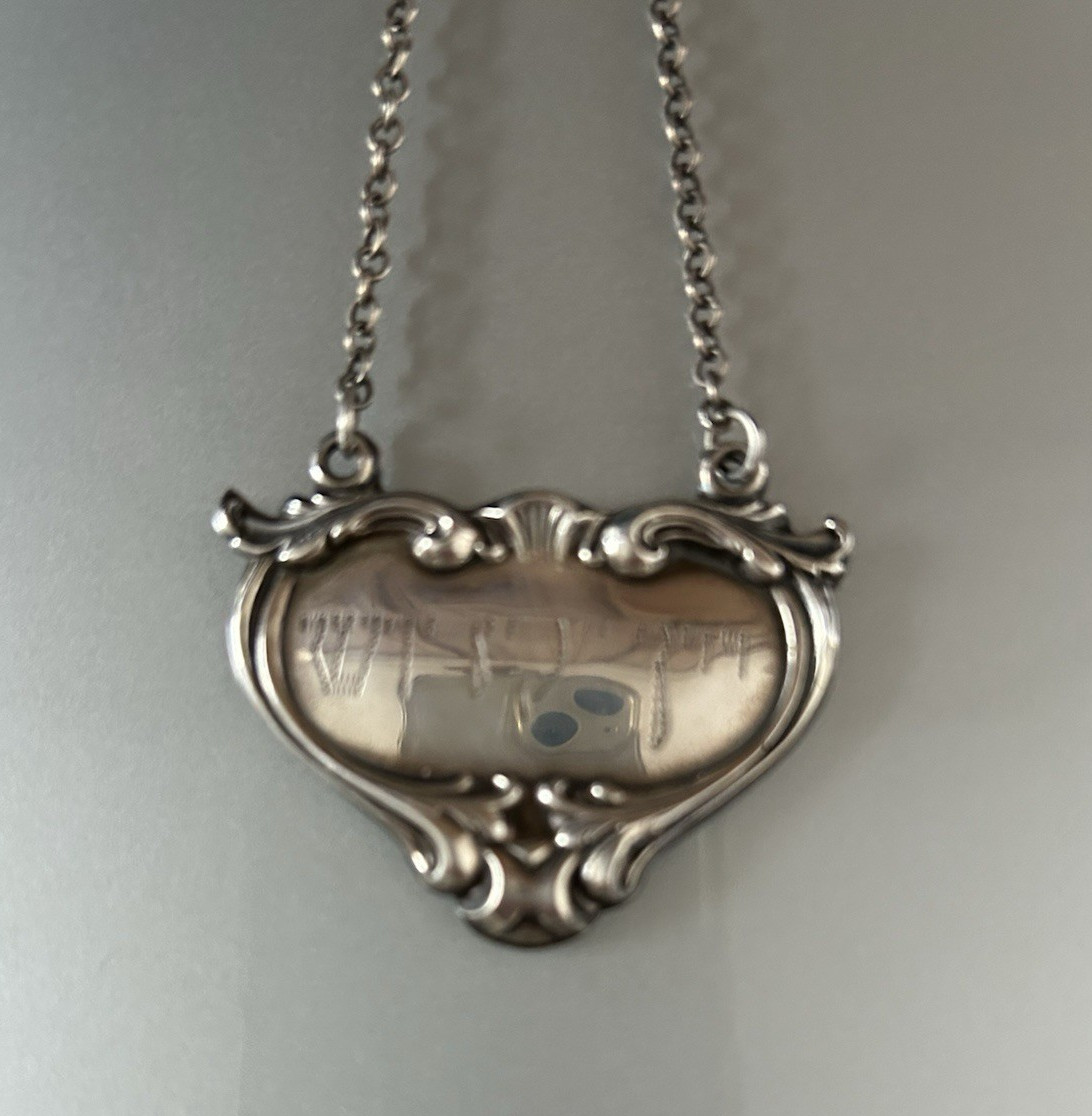 Judaica Ornate Sterling Silver Shabbat Wine Bottle Hanging Tag Decanter Label