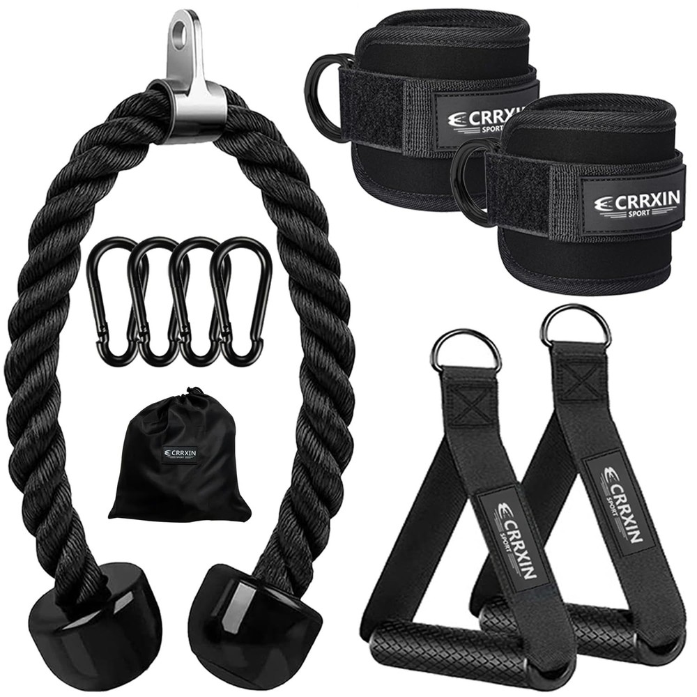 Tricep Rope Cable Attachment - LAT Pulldown & Pull Down Handles for Home Gym