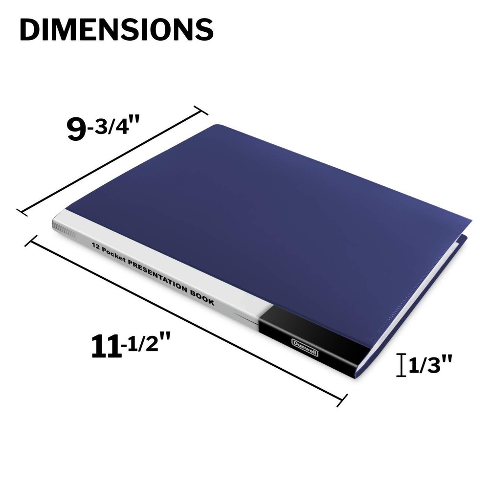 12-Pocket Portfolio Presentation Binders - 3 Pack Blue Bound Presentation Boo...
