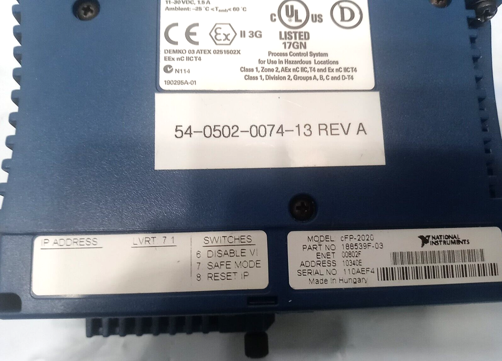 National Instruments NI cFP-2020 Ethernet Controller Interface Same As Pictures