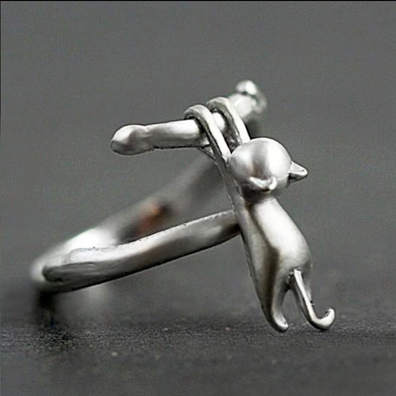 925 Sterling Silver Cat Branch Adjustable Ring for Women Elegant Jewelry Gifts!