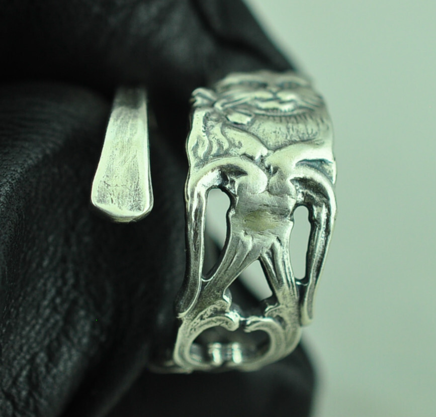 Dainty Solid 925 Sterling Silver My Little Kitty Cat Adjustable Spoon Ring