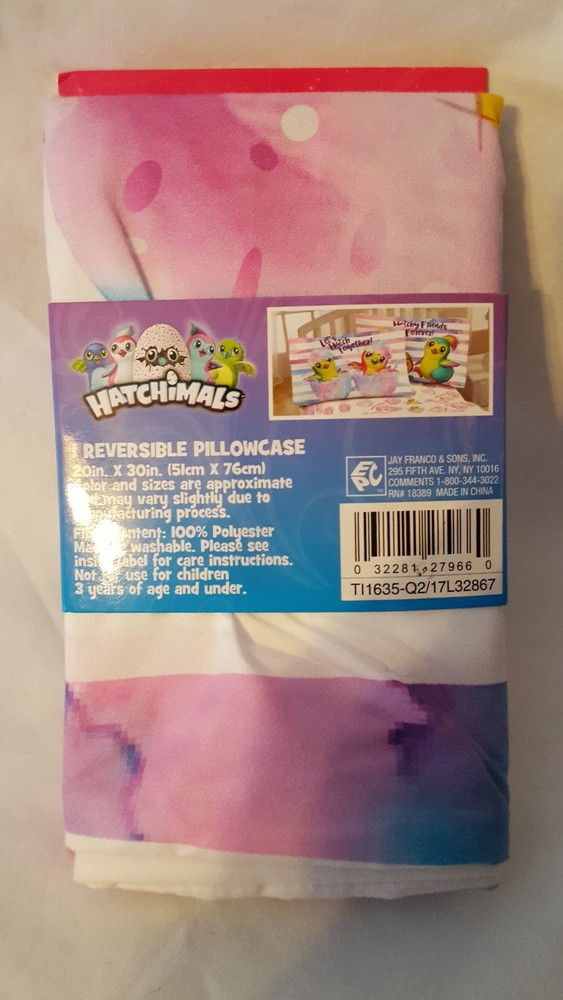 Hatchimals Reversible Pillowcase - Standard 20X30 - New