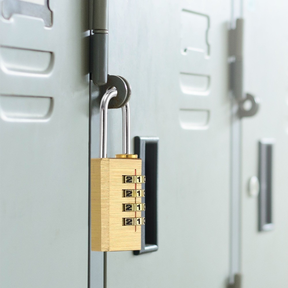 Brass Combination Lock 2.87", 3 Digit Resettable Combination Padlock Yellow