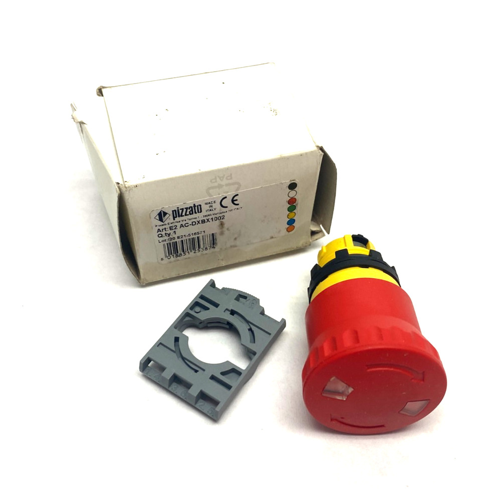 Pizzato E2 AC-DXBX1002 Illuminated Emergency Pushbutton w/ Locking Collar