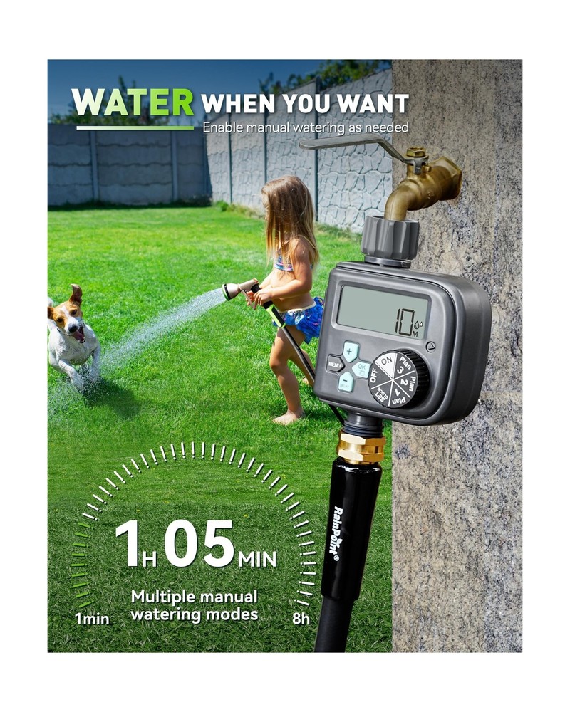 RAINPOINT Sprinkler Timer with 3 Independent Programs, Hose Timer w... Fast Ship