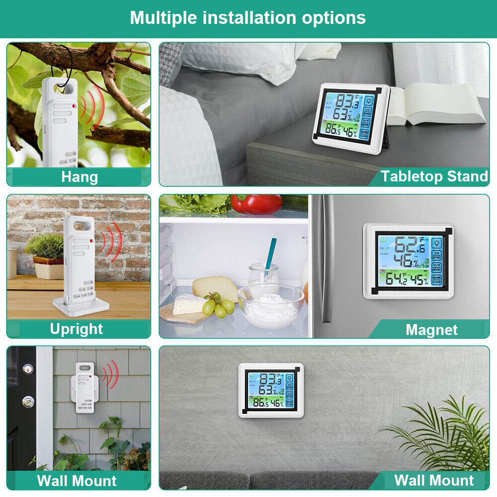 Wireless Digital LCD Indoor & Outdoor Weather Station Clock Calendar Thermometer