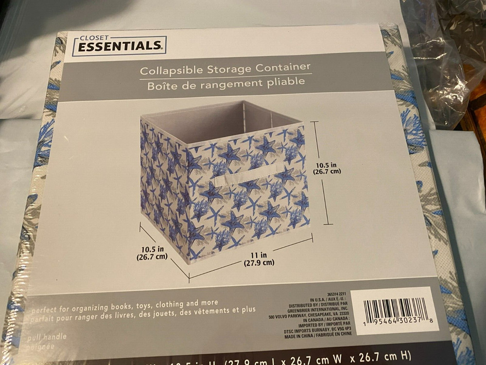 NIP Novelty Nautical Closet Essentials Collapsible Storage Container Star Fish