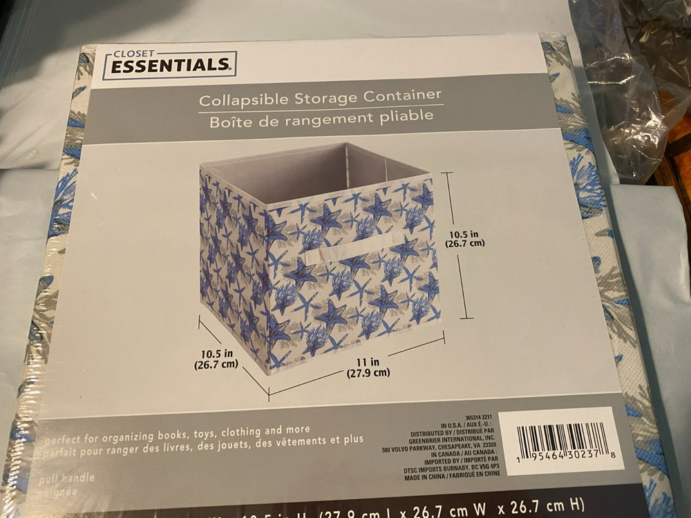 NIP Novelty Nautical Closet Essentials Collapsible Storage Container Star Fish