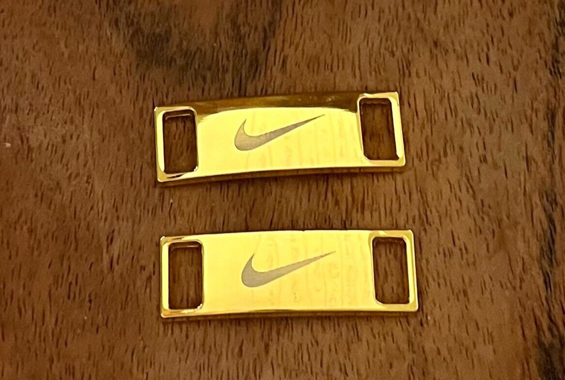 Nike Replacement Lace Tags Shoe badge Gold Swoosh NEW DRIP