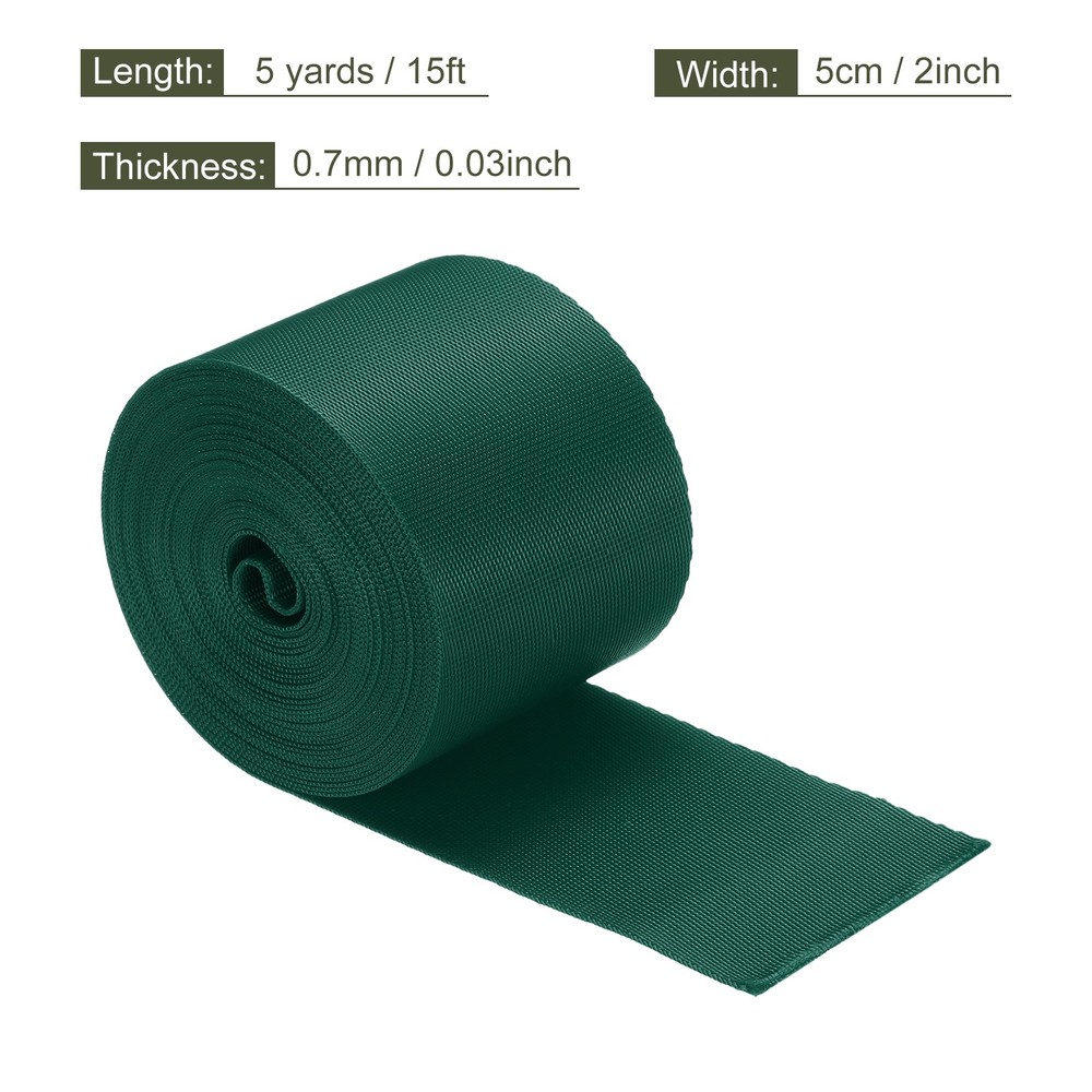 Flat Nylon Webbing Strap 2 Inch 5 Yards Dark Green for Backpack