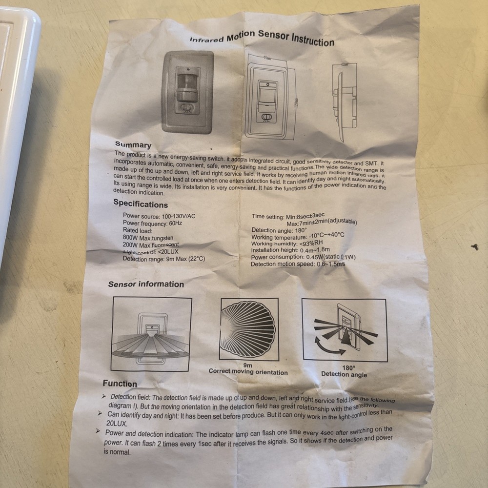 Automatic PIR Occupancy Motion Sensor Light Switch Auto On/Off Infrared -