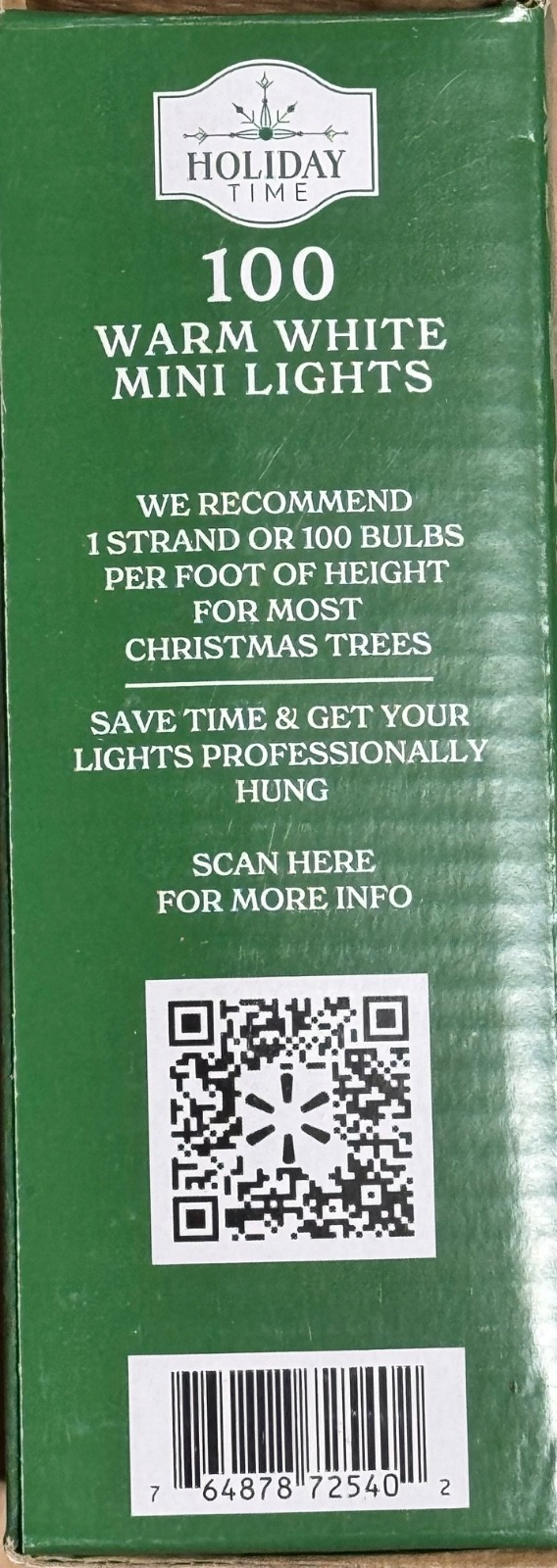 NEW 2025! Holiday Time 100-Count WARM WHITE LED Mini Christmas Lights GREEN Wire