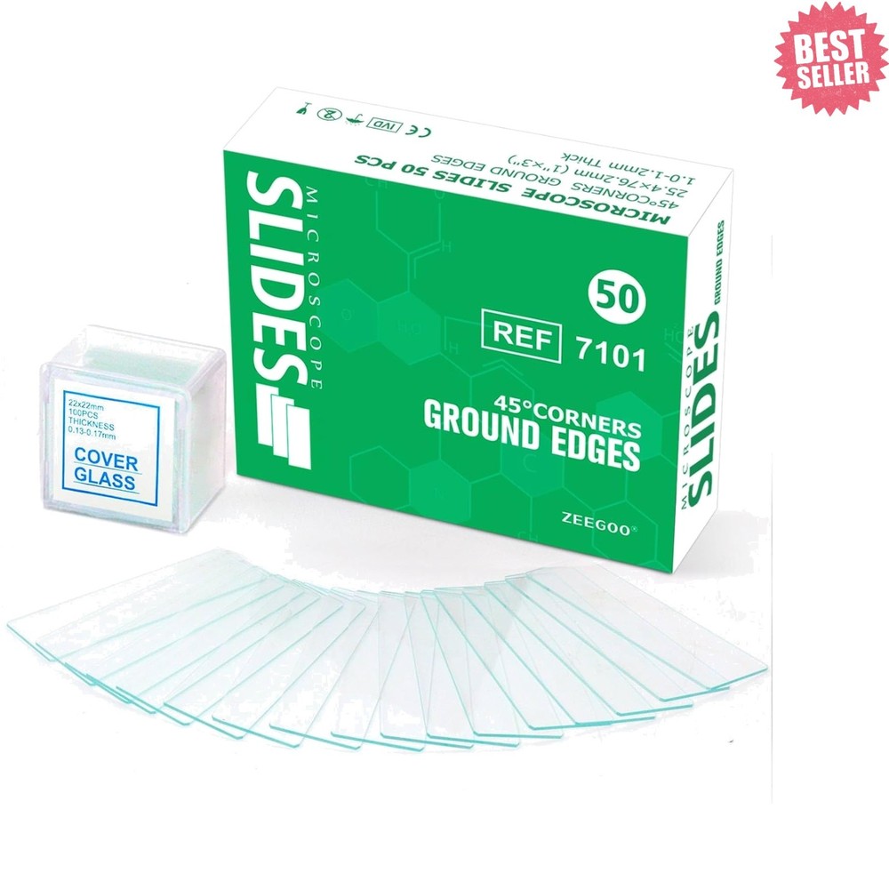 Microscope Slides and Covers, Pre-Cleaned Optical Glass, High Light Transmitt...