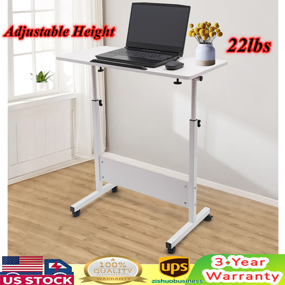 Adjustable Height Office Rolling Laptop Table Stand Bed Side Computer Desk Stand
