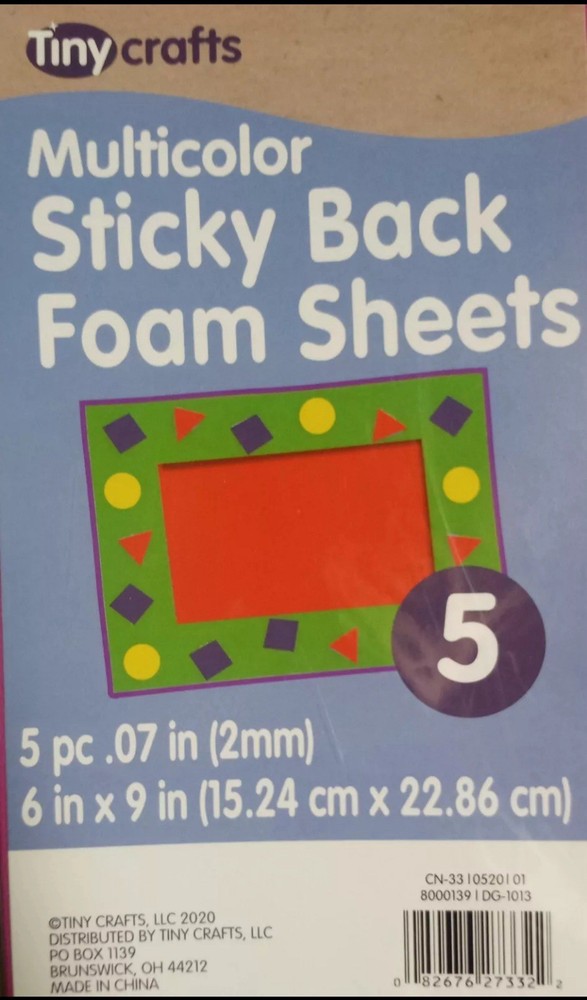 Tiny Crafts Multicolor Sticky Back Foam Sheets 5 Count