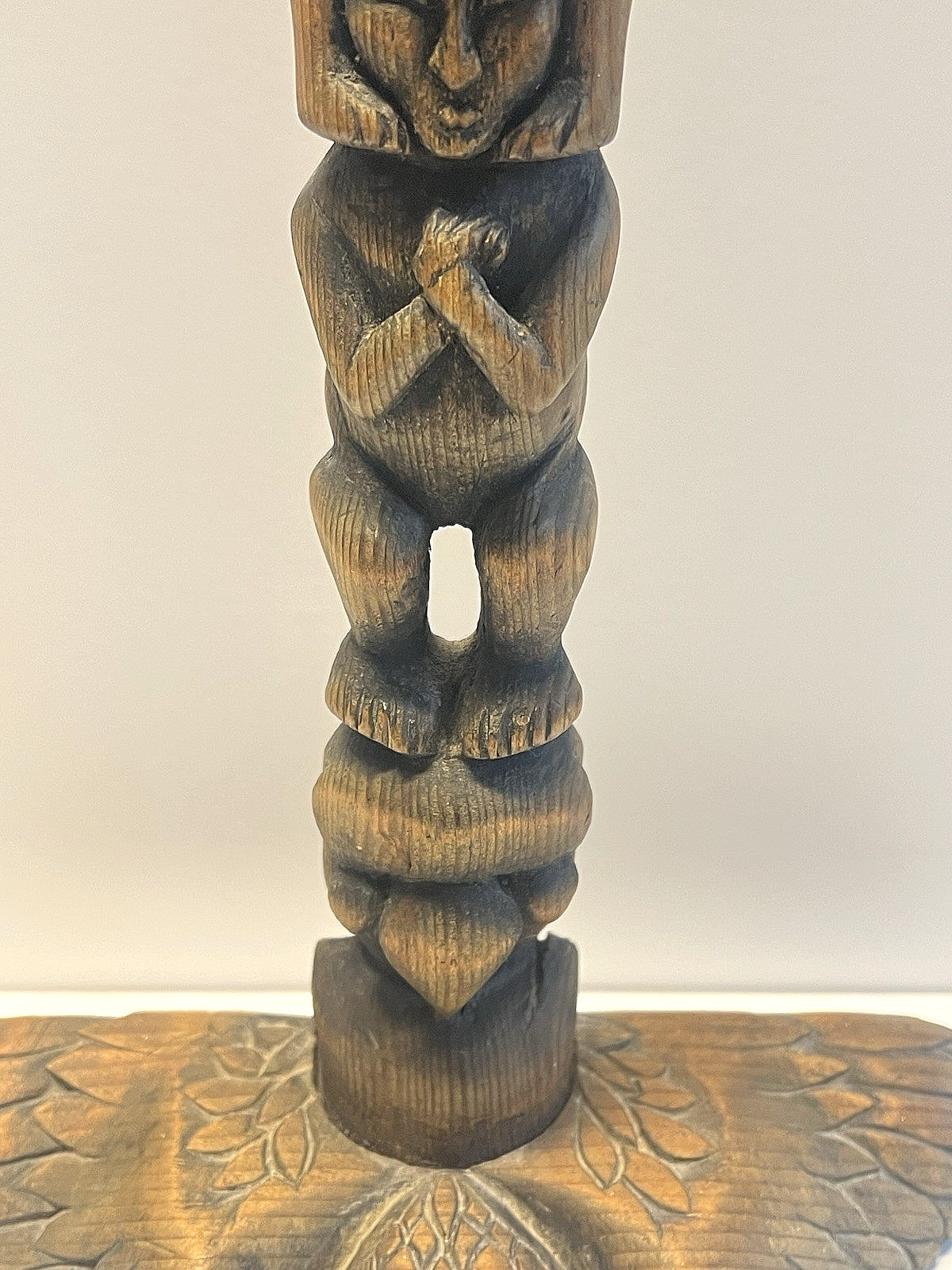 Antique Native American Indian Hand Carved Wooden Eagle Totem Pole; Large 24"