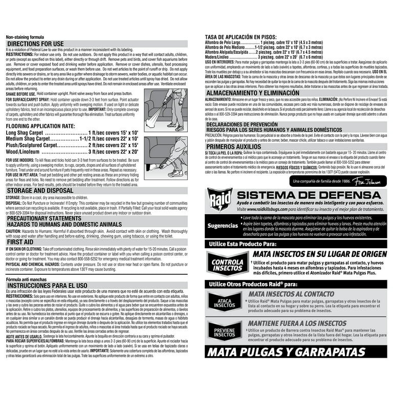 3 Cans Raid Flea Killer Plus Carpet & Room Spray Kills Fleas Bed Bugs Eggs 18oz
