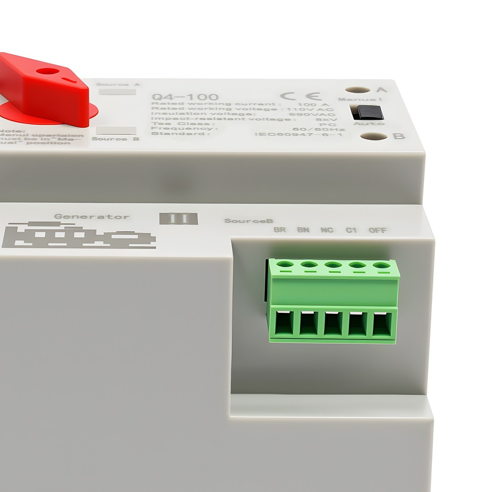 Automatic Transfer Switch 2P 100A Generator Changeover Switch Dual-Power NEW!
