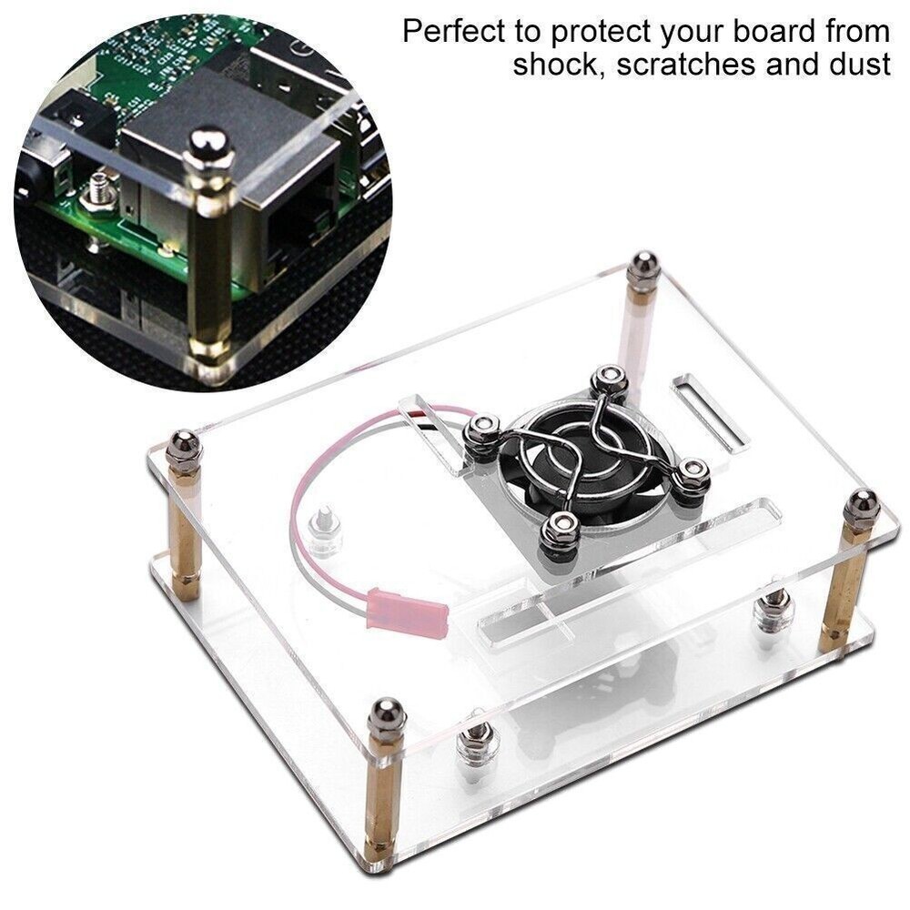 Acrylic PMMA Enclosure Box Protective Case Cooling Fan for Raspberry Pi 2 3
