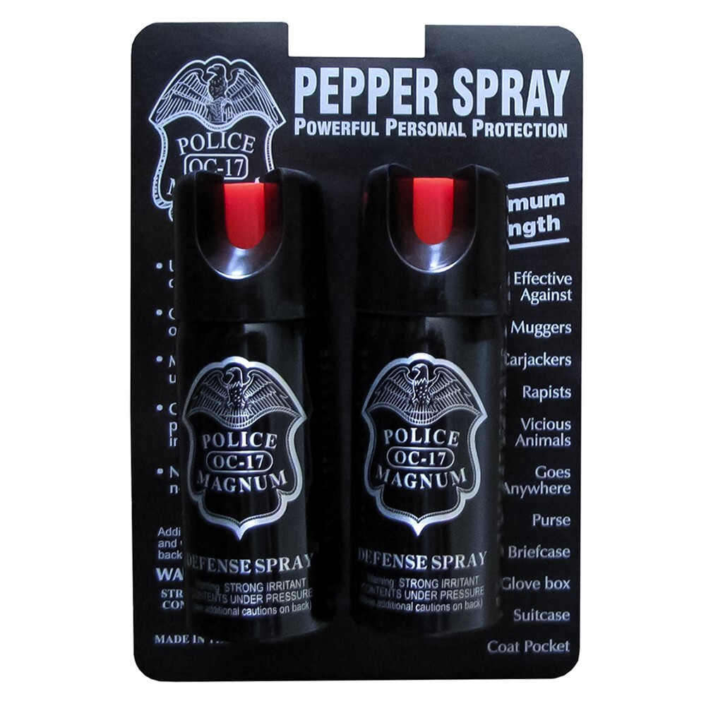 2 Pack Police Magnum PEPPER SPRAY 2oz w/ UV Dye Twist Safety Lock - Self Defense