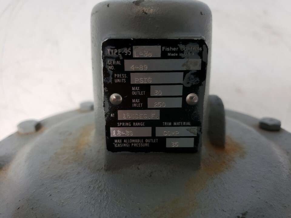 Fisher Controls Model: Type 95 L-38 Type 95 Valve Max Outlet: 30