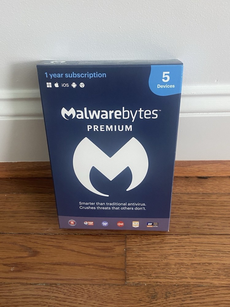 Malwarebytes Premium Security Software 5 User 1 Year License New Retail Anti-Vir