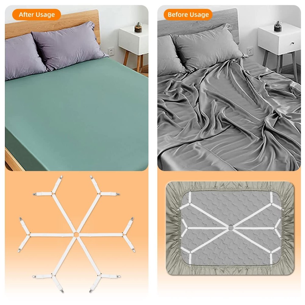 Sheet Fasteners, Adjustable Elastic Bed Sheet Holder Straps for Full,Queen,Ki...