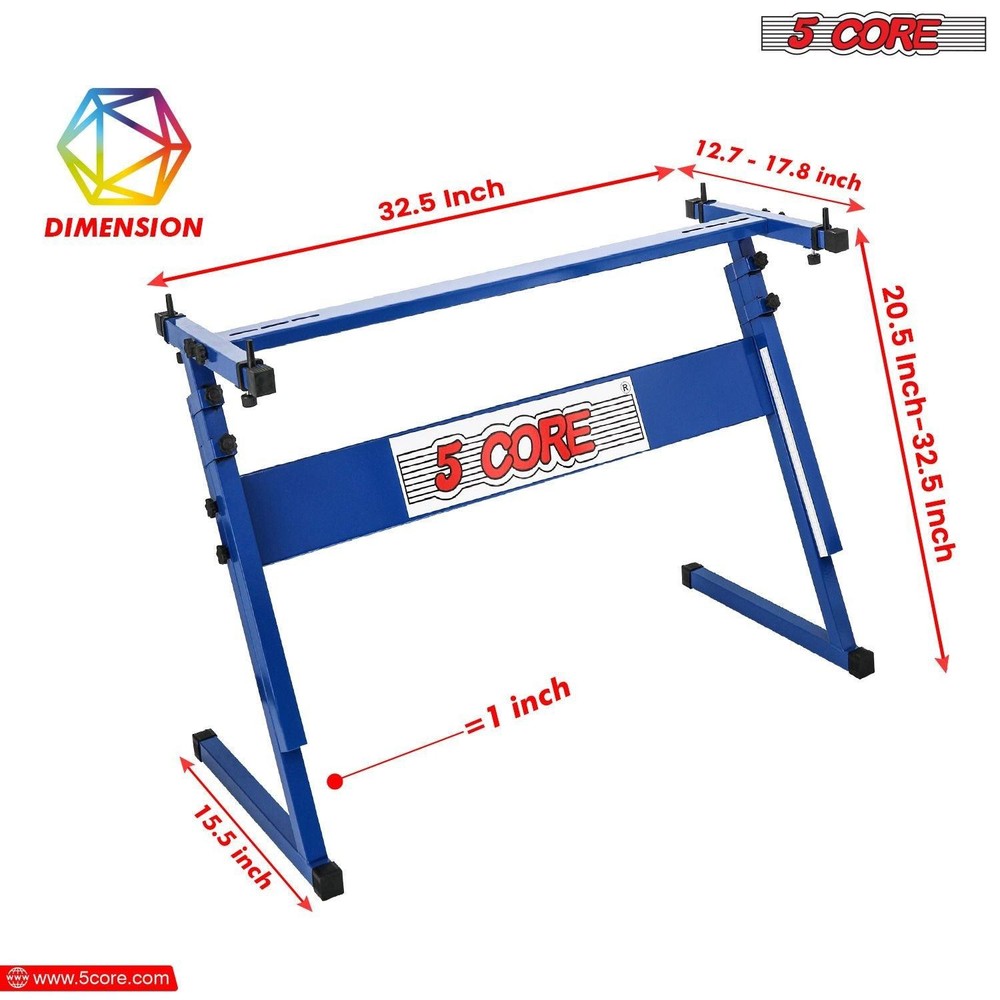 5 CORE Keyboard Stand Z Style Adjustable Electric Piano Riser Foldable & Sturdy