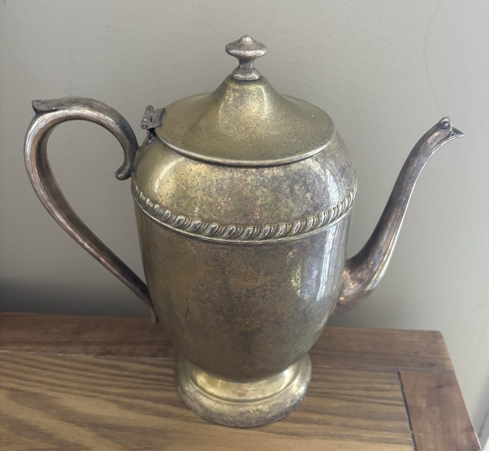 Vintage Silver Plate On Copper Pitcher W/Lid