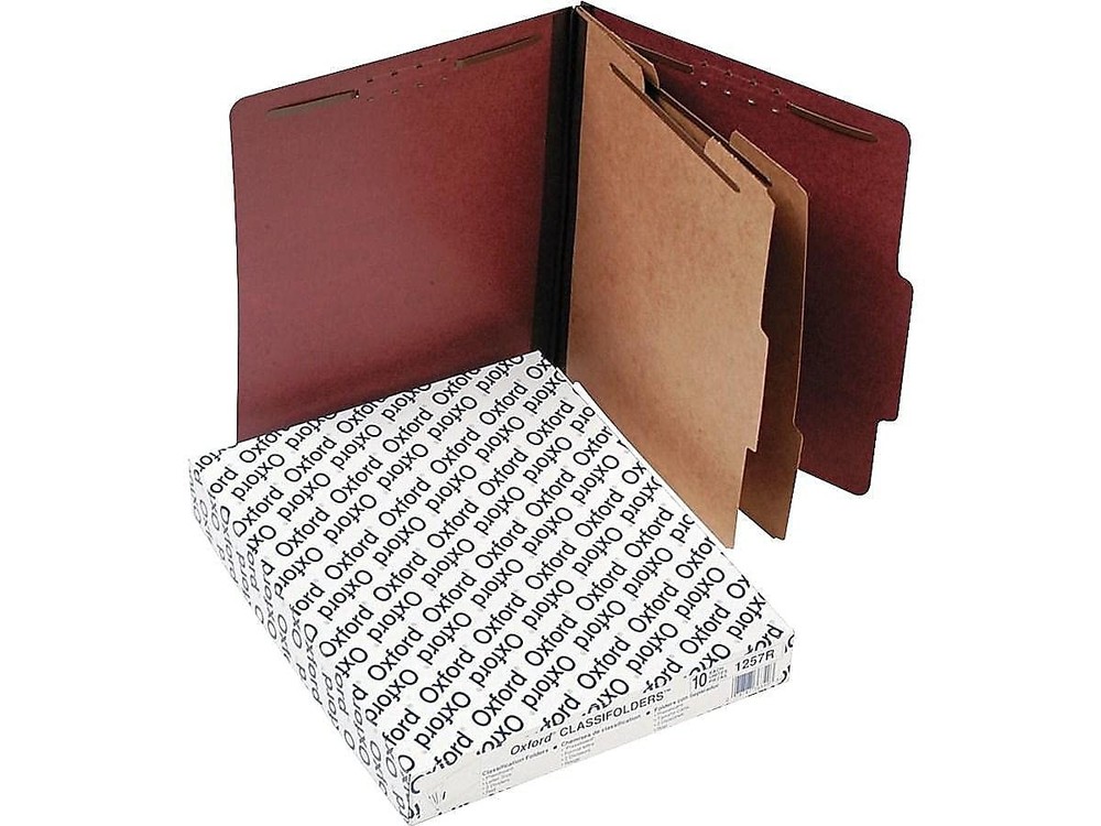 Moisture-Resistant Classification Folders, Letter Size, Red, 10 Count (Pack o...