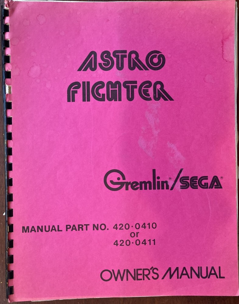 Gremlin Astro Fighter Arcade Game Manual