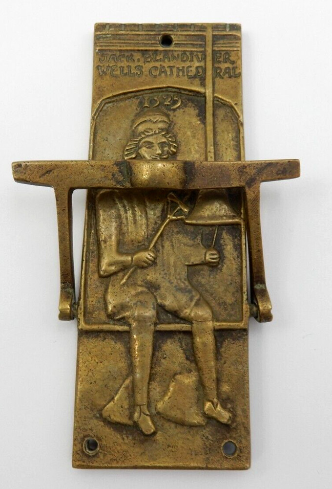 ANTIQUE JACK BLANDIVER WELLS CATHEDRAL DESIGN SOLID BRASS DOOR KNOCKER