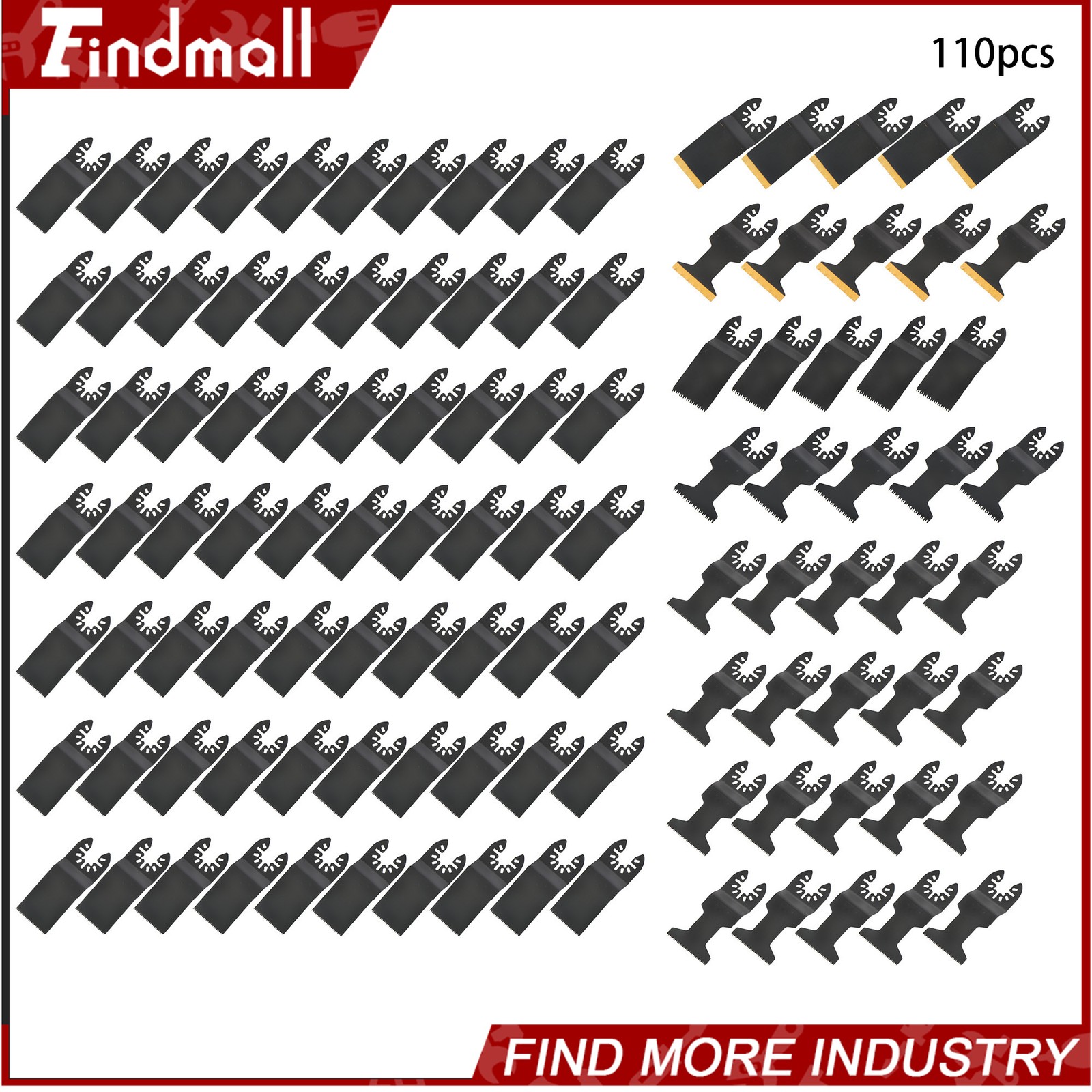 Findmall 110 PCS 6 Types Oscillating Saw Blades Multi Tool Blades for Soft Metal