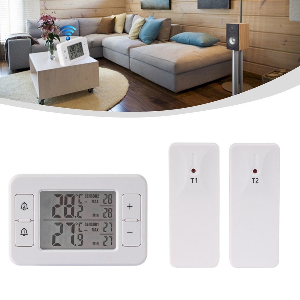 Dual Sensor Wireless Thermometer for Indoor and Outdoor Temperature Display