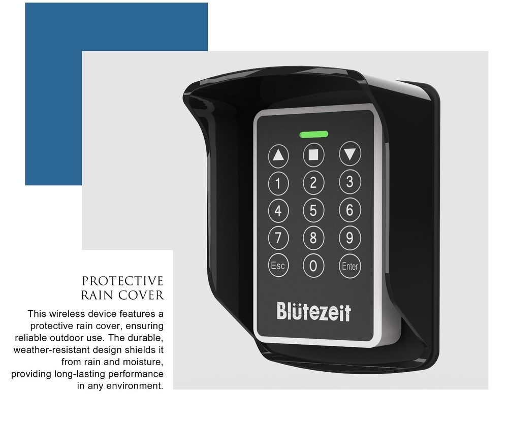 Blütezeit Wireless Keypad for 433MHz Gate Openers Motors PIN Code Access IP54